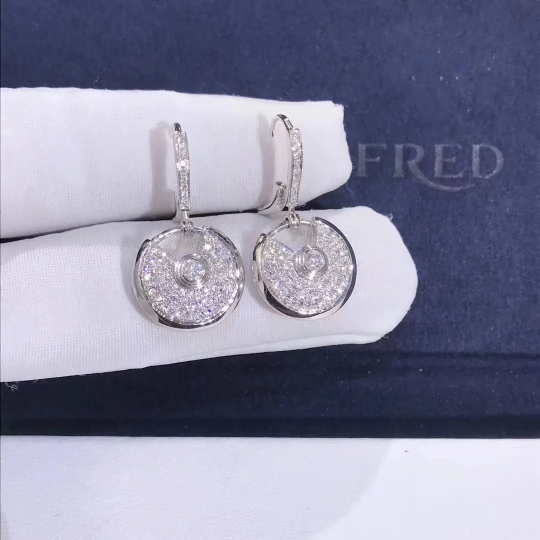 Серьги Amulette de Cartier /белое золото, бриллианты/