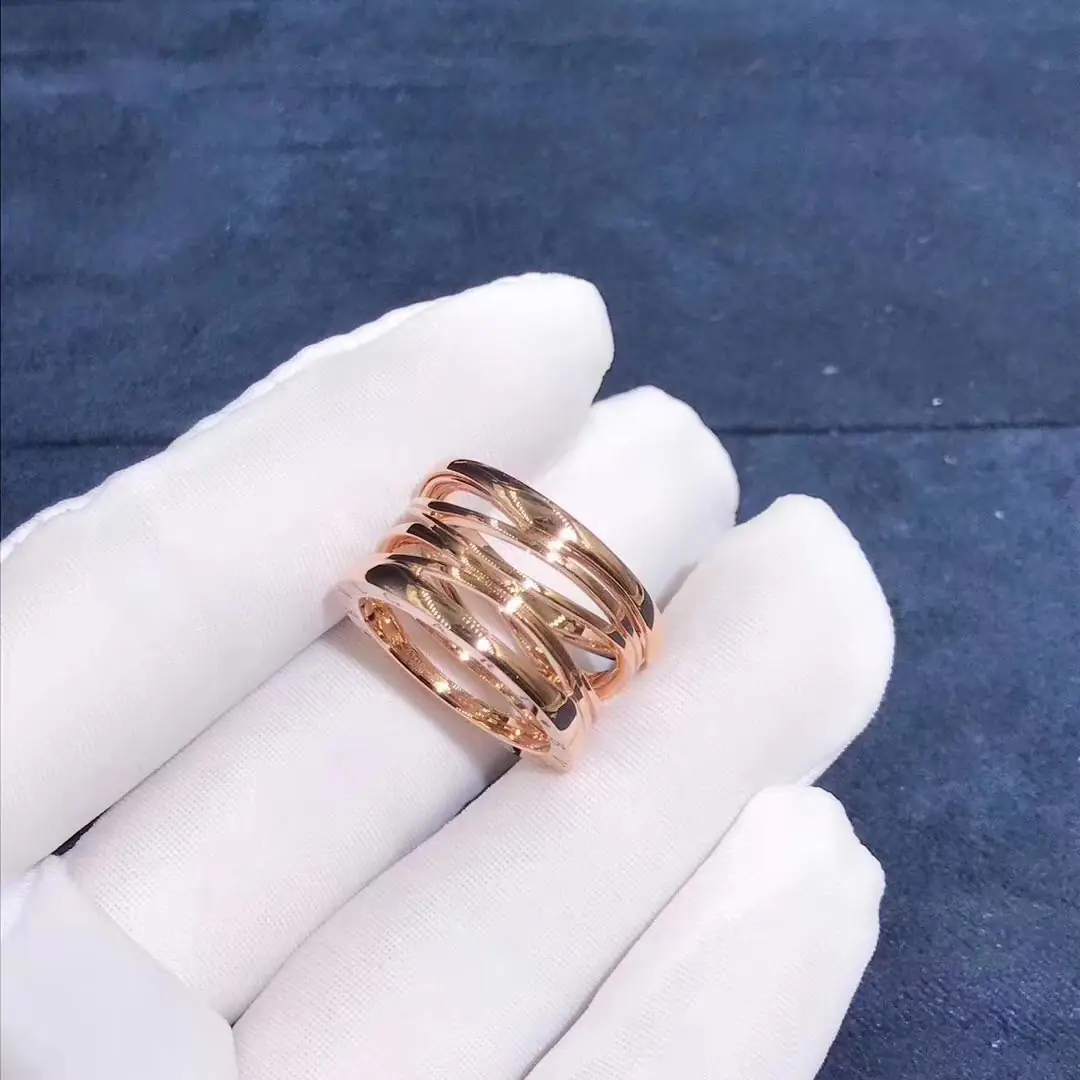 Кольцо Bulgari B.Zero1 с четырьмя полосами /розовое золото/