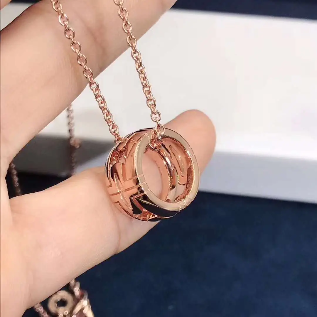 Колье Bvlgari Parentesi с круглой подвеской /розовое золото/ 4