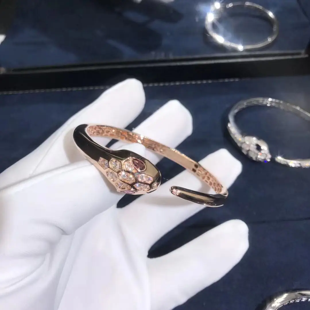 Браслет Bulgari Serpenti /розовое золото, рубеллит, бриллианты/