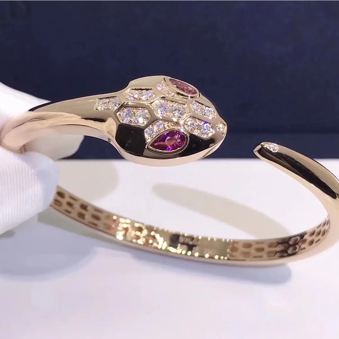 Браслет Bulgari Serpenti /розовое золото, рубеллит, бриллианты/ 4