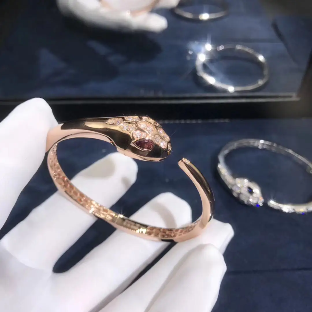 Браслет Bulgari Serpenti /розовое золото, рубеллит, бриллианты/