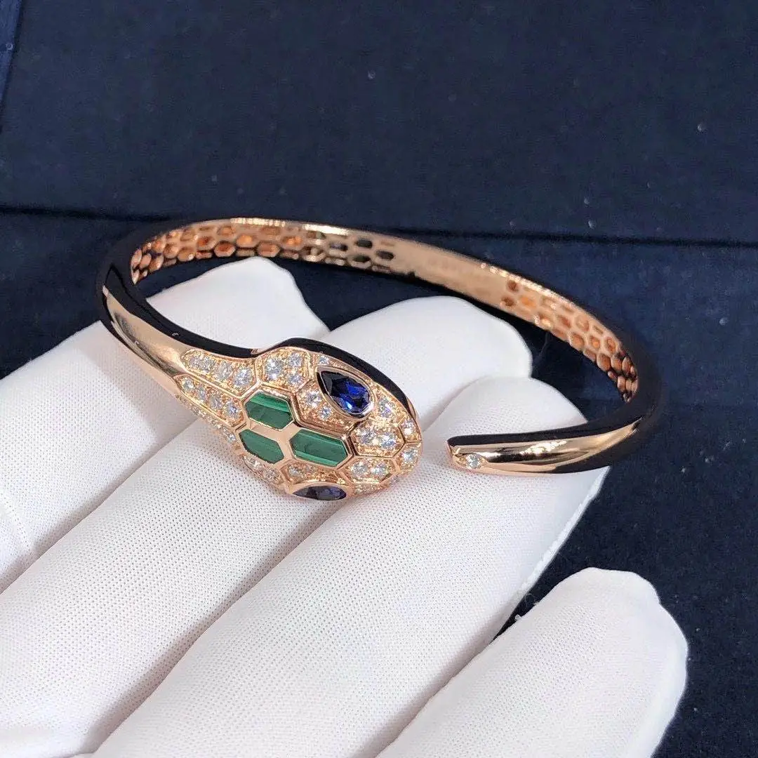 Браслет Bulgari Serpenti /бриллианты, изумруды, розовое золото/