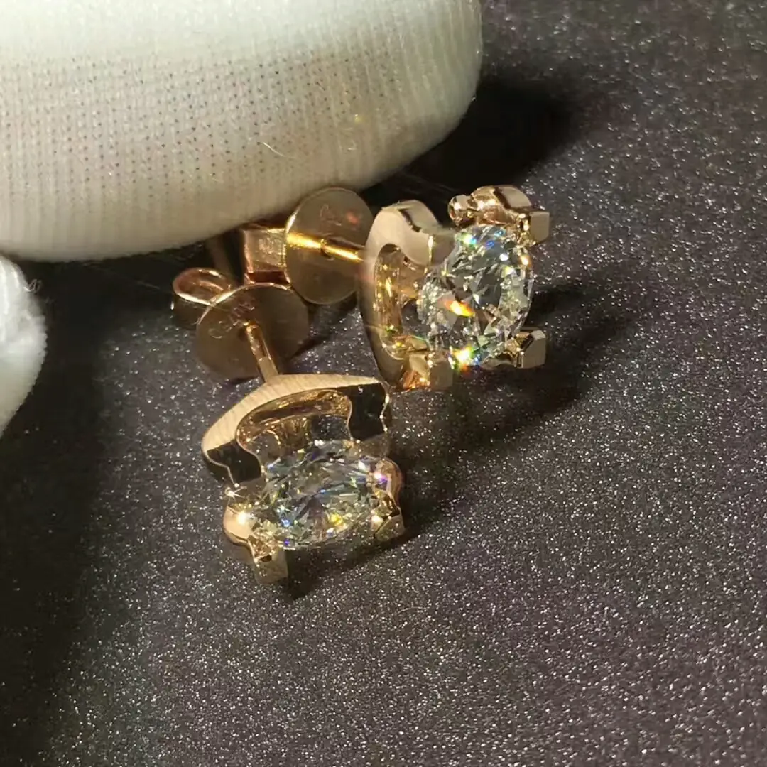 Серьги C DE Cartier /бриллианты, розовое золото/