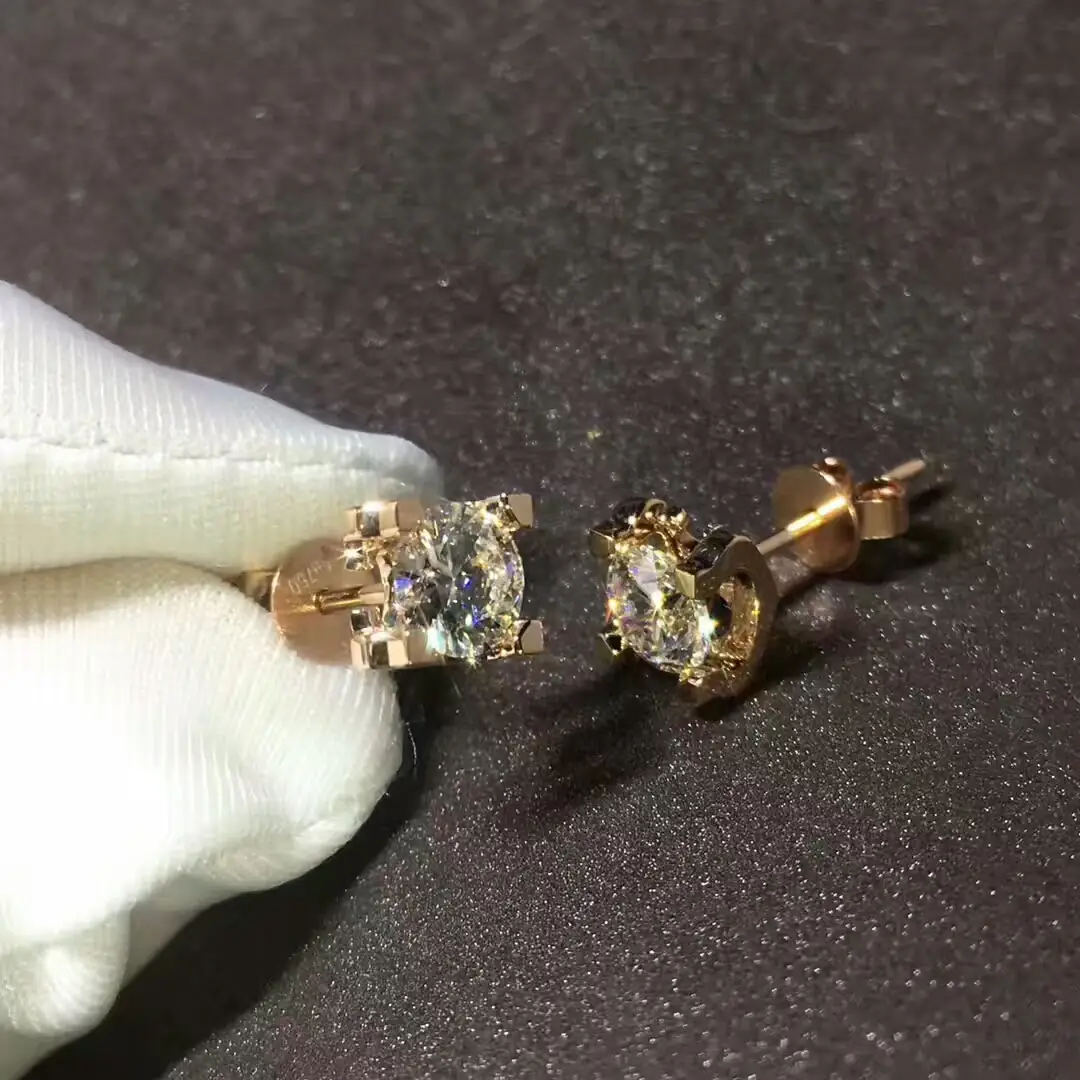 Серьги C DE Cartier /бриллианты, розовое золото/