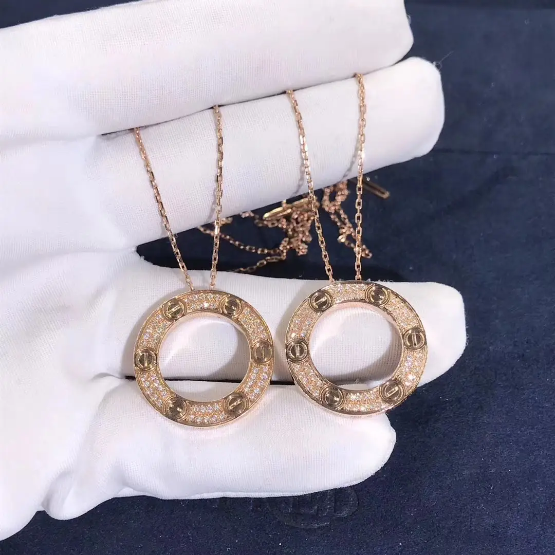 Подвеска Cartier Love с бриллиантовым паве /розовое золото/