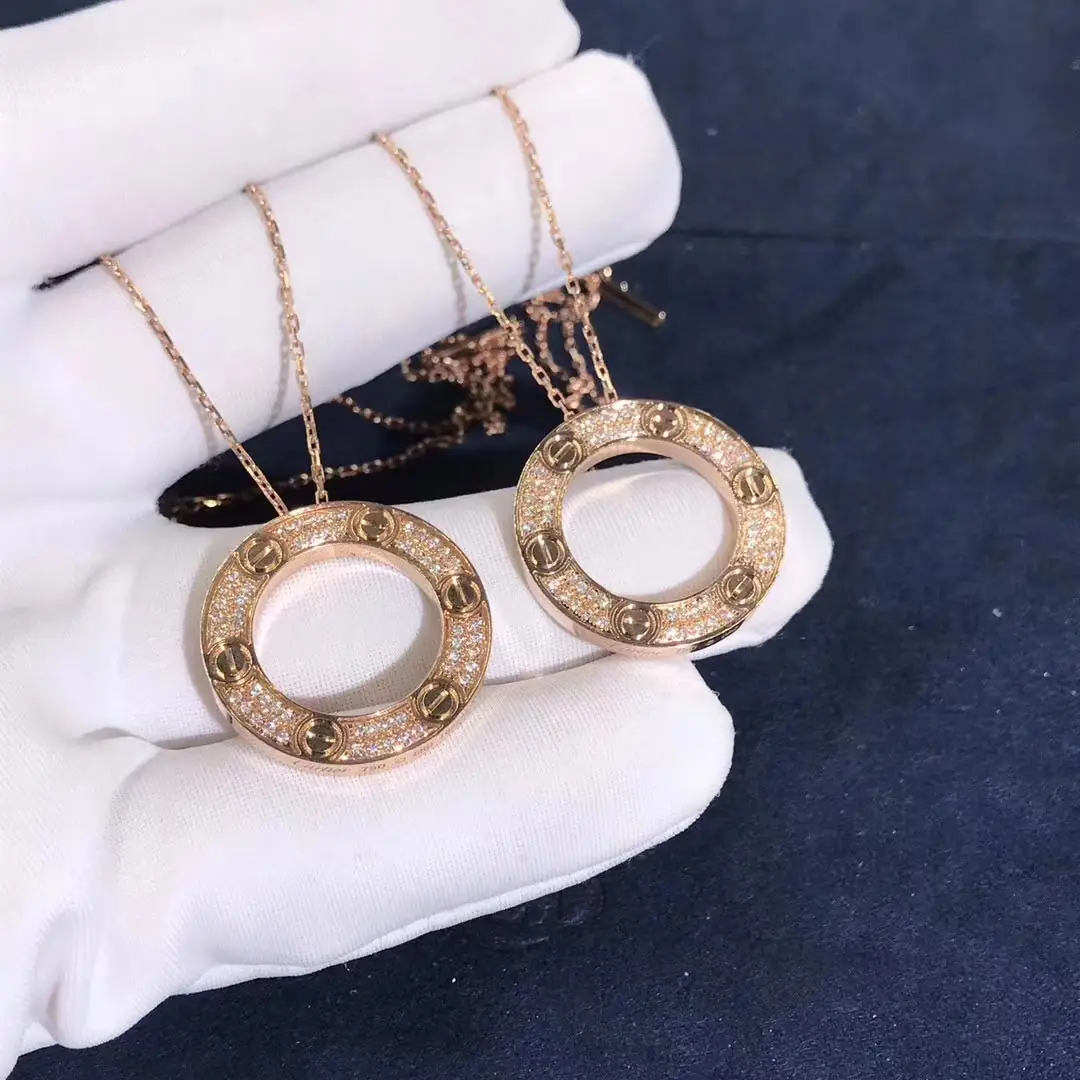 Подвеска Cartier Love с бриллиантовым паве /розовое золото/ 3