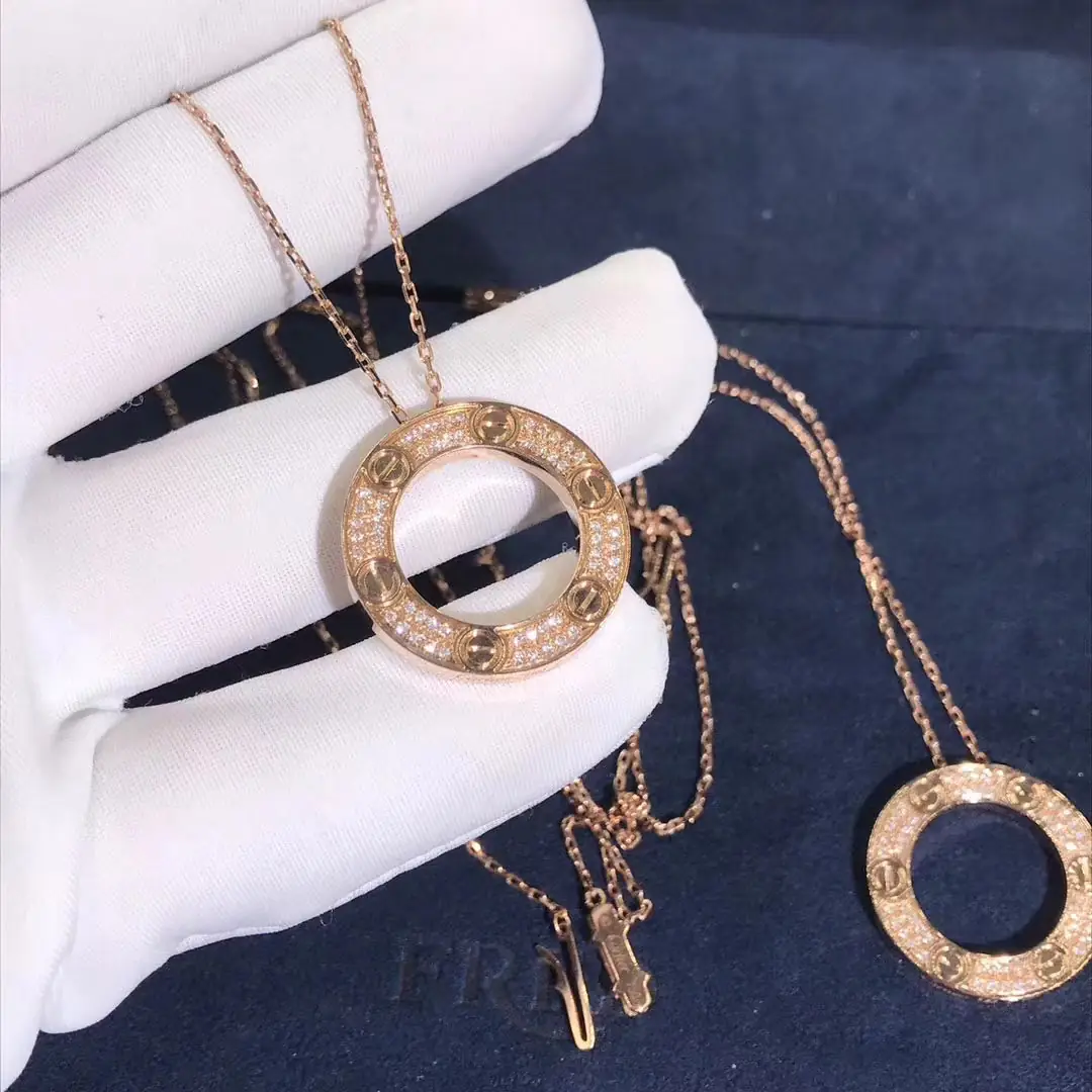 Подвеска Cartier Love с бриллиантовым паве /розовое золото/