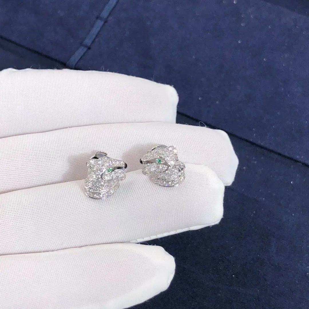 Серьги Panthere de Cartier /драгоценные камни, бриллианты, белое золото/