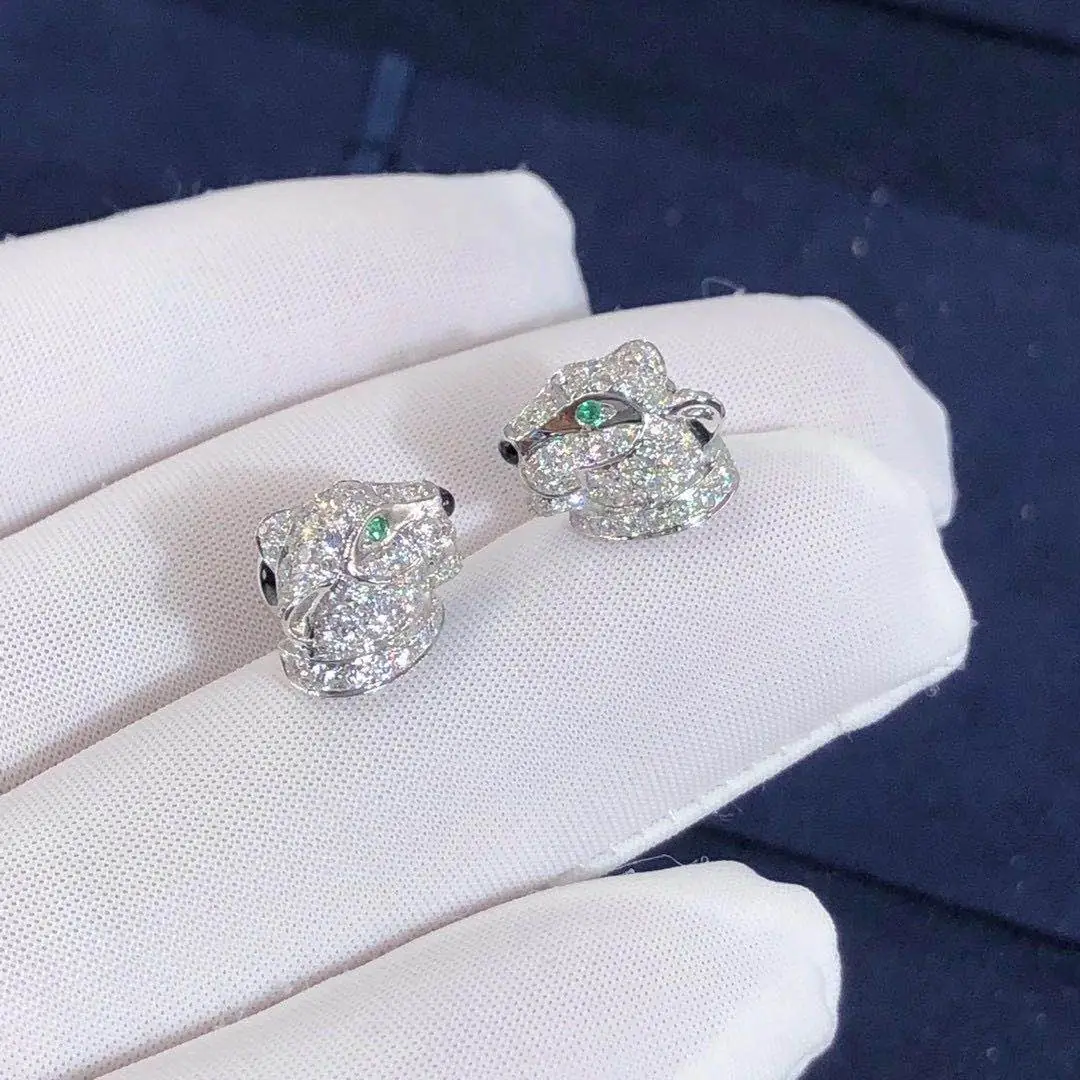 Серьги Panthere de Cartier /драгоценные камни, бриллианты, белое золото/