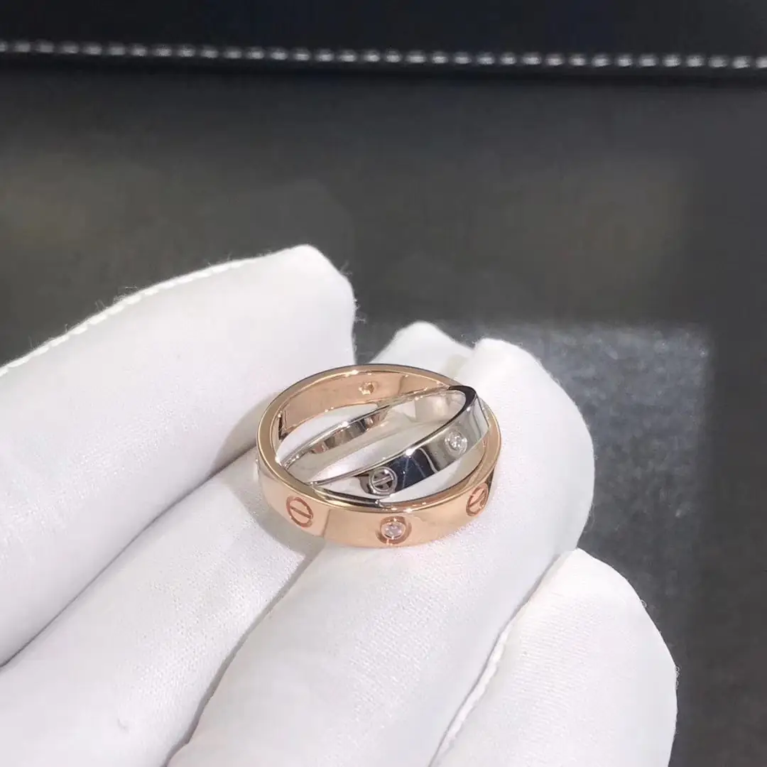 Кольцо Cartier Love /6 бриллиантов, белое, розовое золото/ 3
