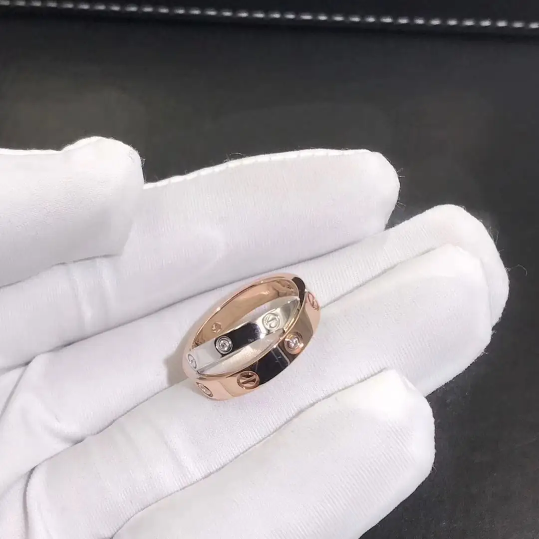 Кольцо Cartier Love /6 бриллиантов, белое, розовое золото/ 4