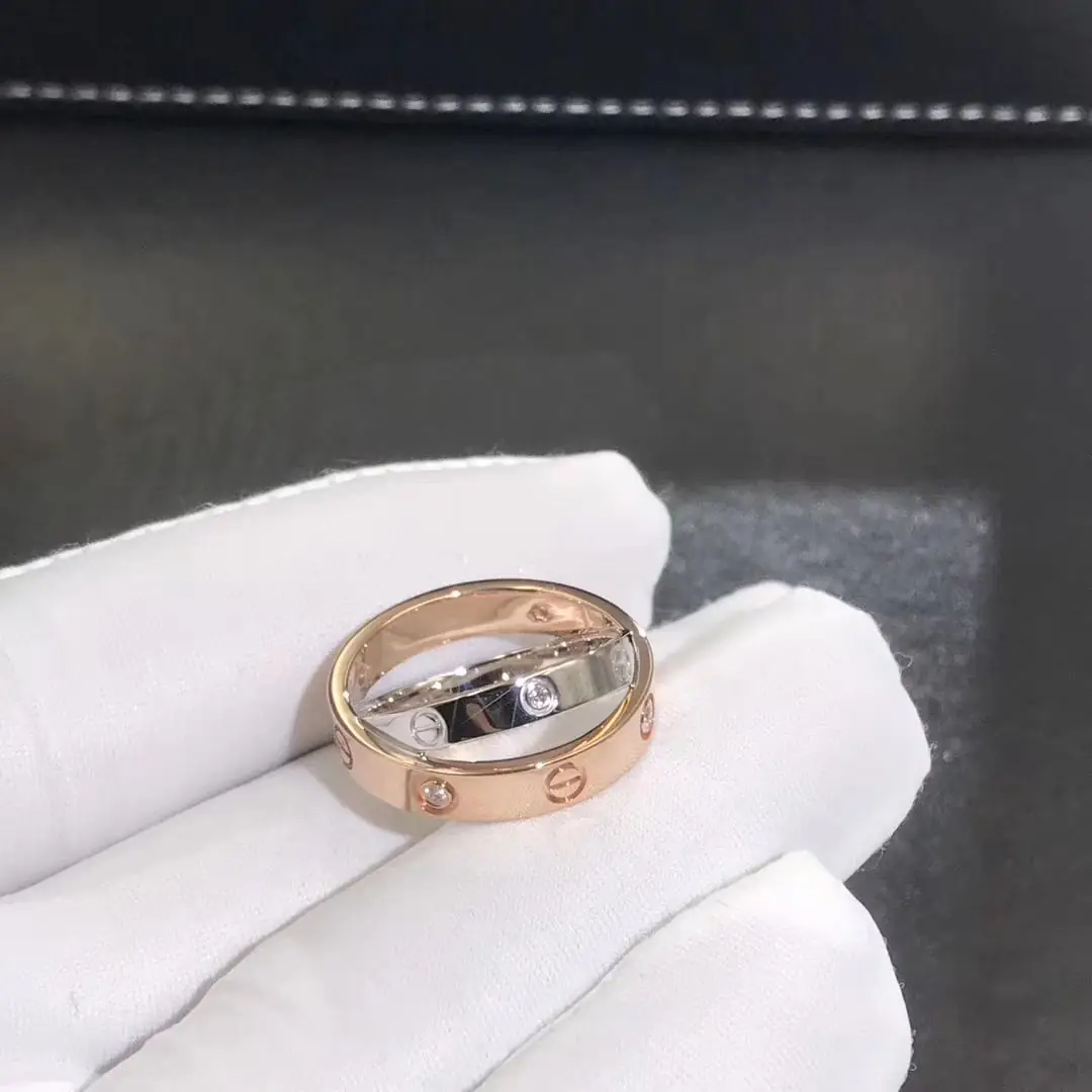 Кольцо Cartier Love /6 бриллиантов, белое, розовое золото/ 5