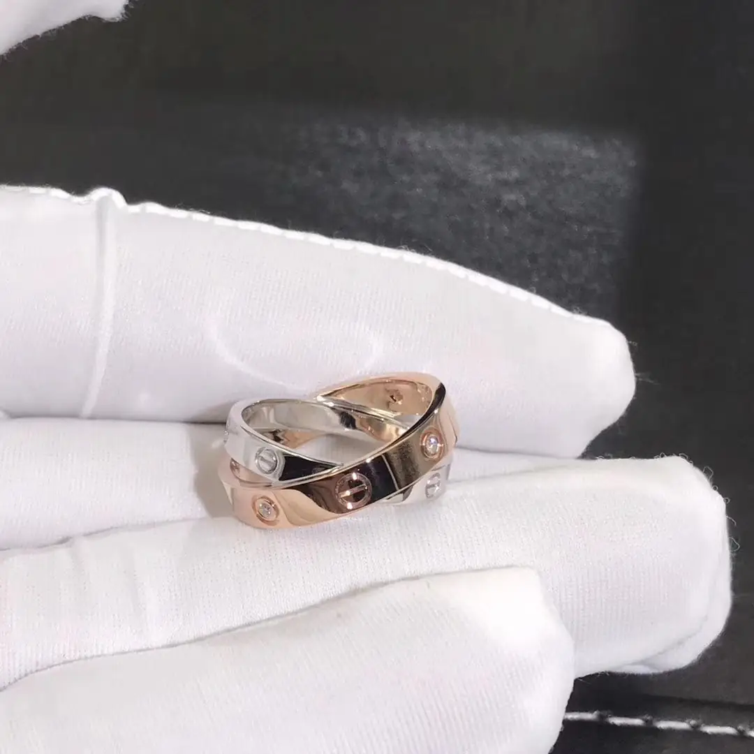 Кольцо Cartier Love /6 бриллиантов, белое, розовое золото/