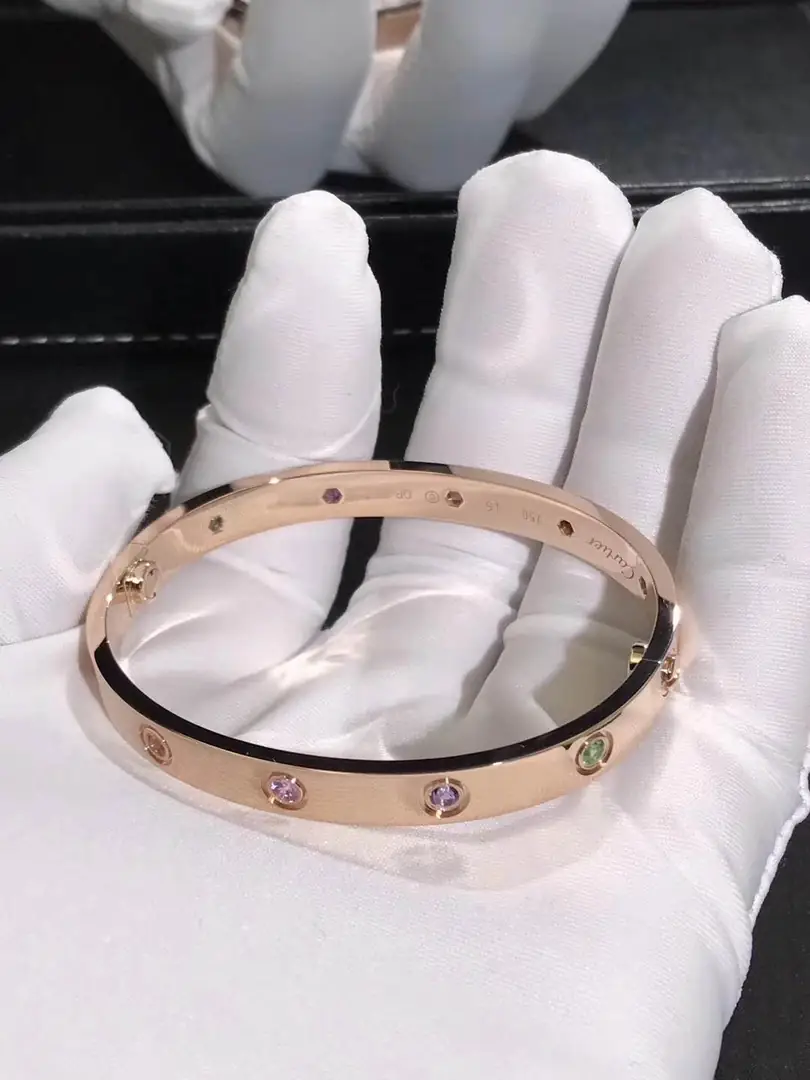 Браслет Cartier Love /10 драгоценных камней, розовое золото/ 2