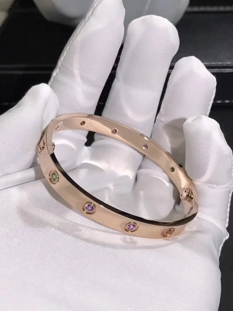 Браслет Cartier Love /10 драгоценных камней, розовое золото/ 3