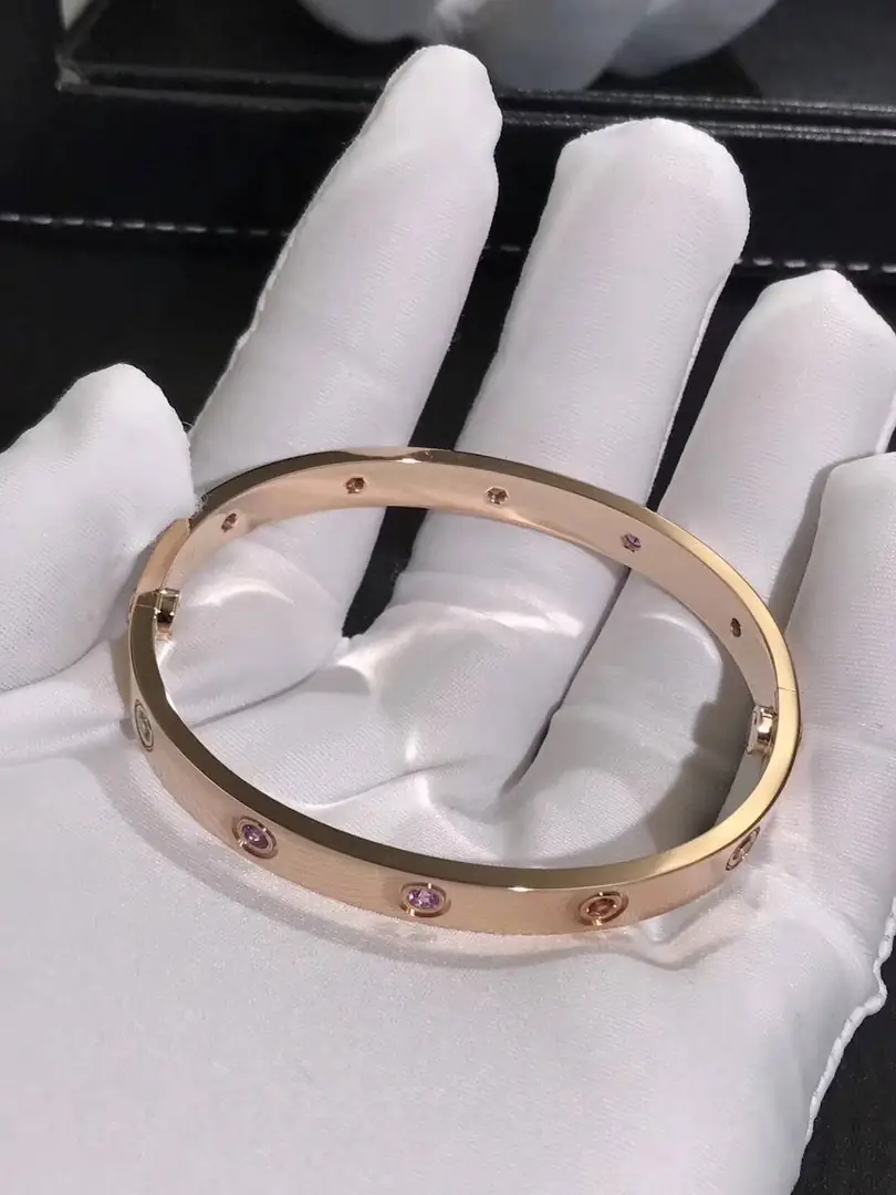Браслет Cartier Love /10 драгоценных камней, розовое золото/ 4