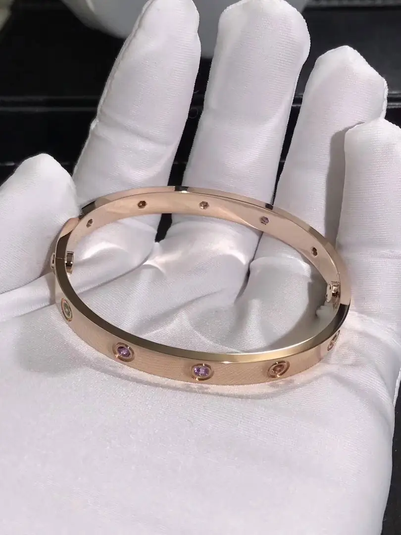 Браслет Cartier Love /10 драгоценных камней, розовое золото/ 5