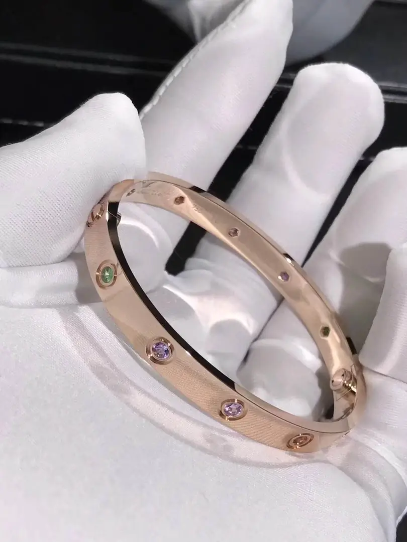Браслет Cartier Love /10 драгоценных камней, розовое золото/ 6