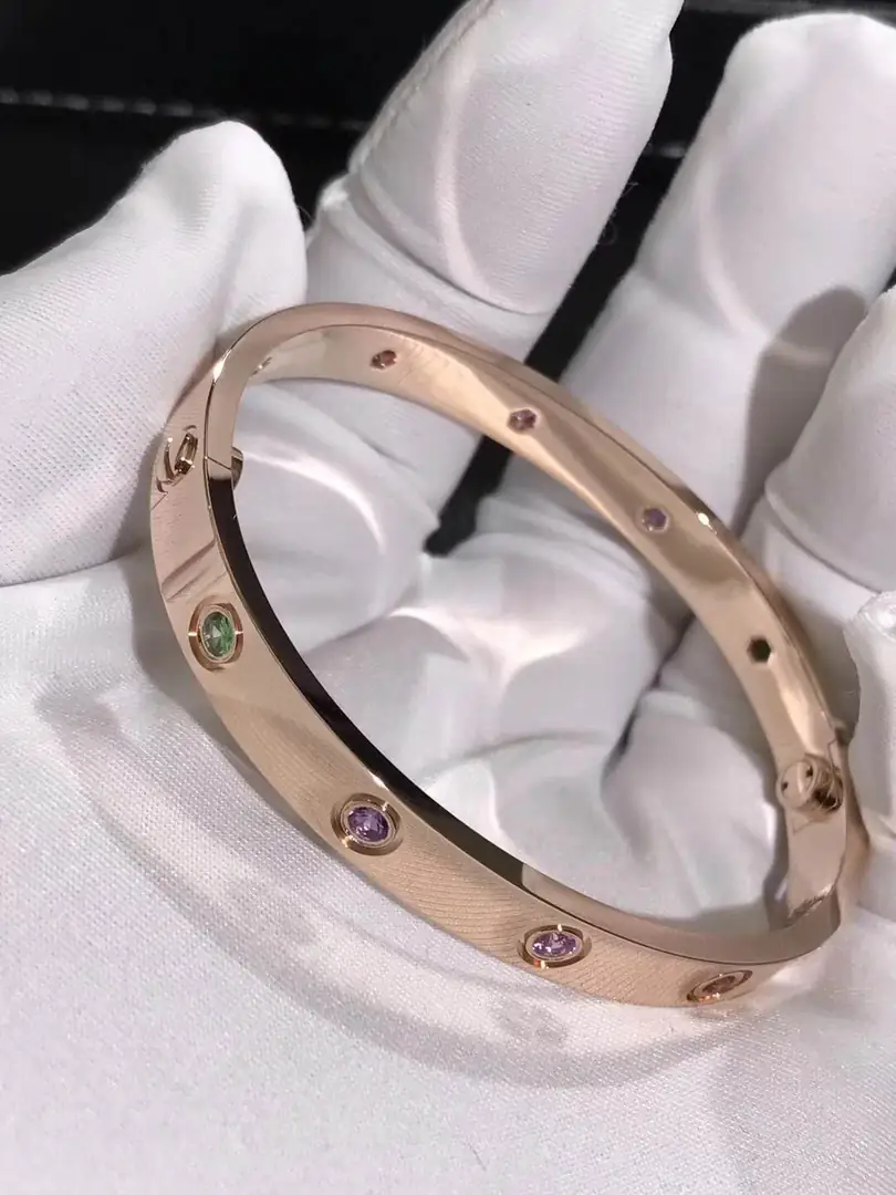 Браслет Cartier Love /10 драгоценных камней, розовое золото/ 1