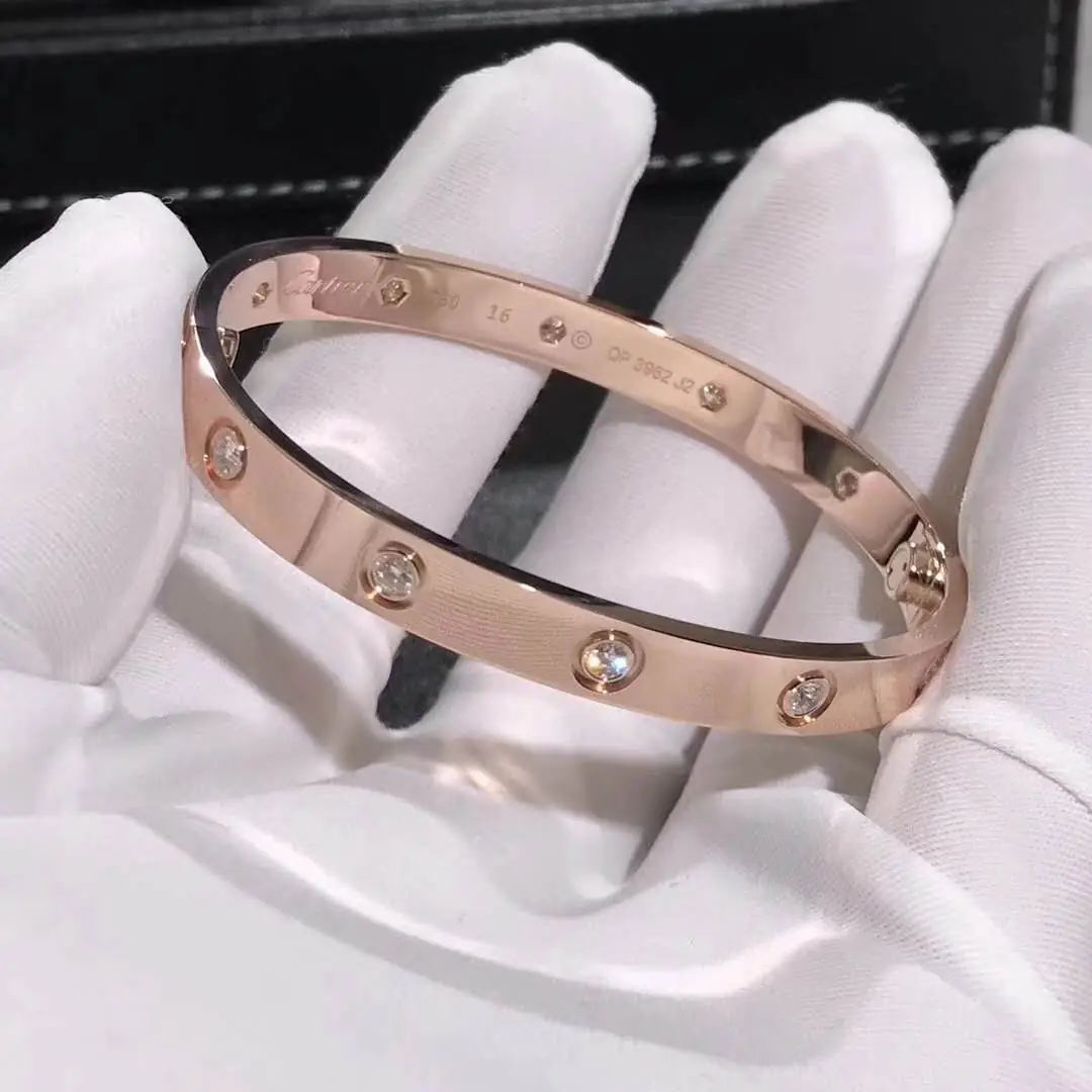 Браслет Cartier Love /10 бриллиантов, розовое золото/ 6