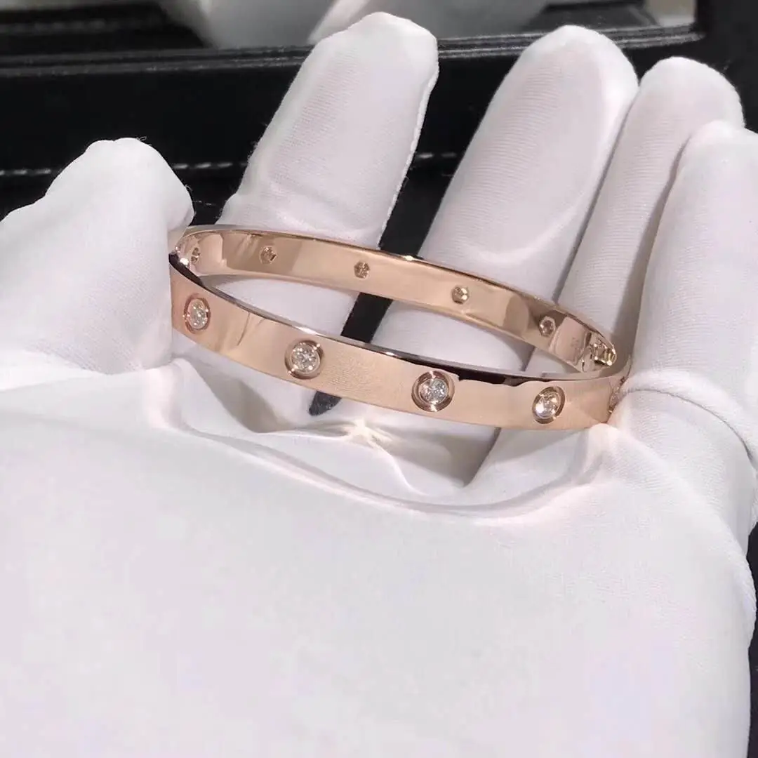 Браслет Cartier Love /10 бриллиантов, розовое золото/