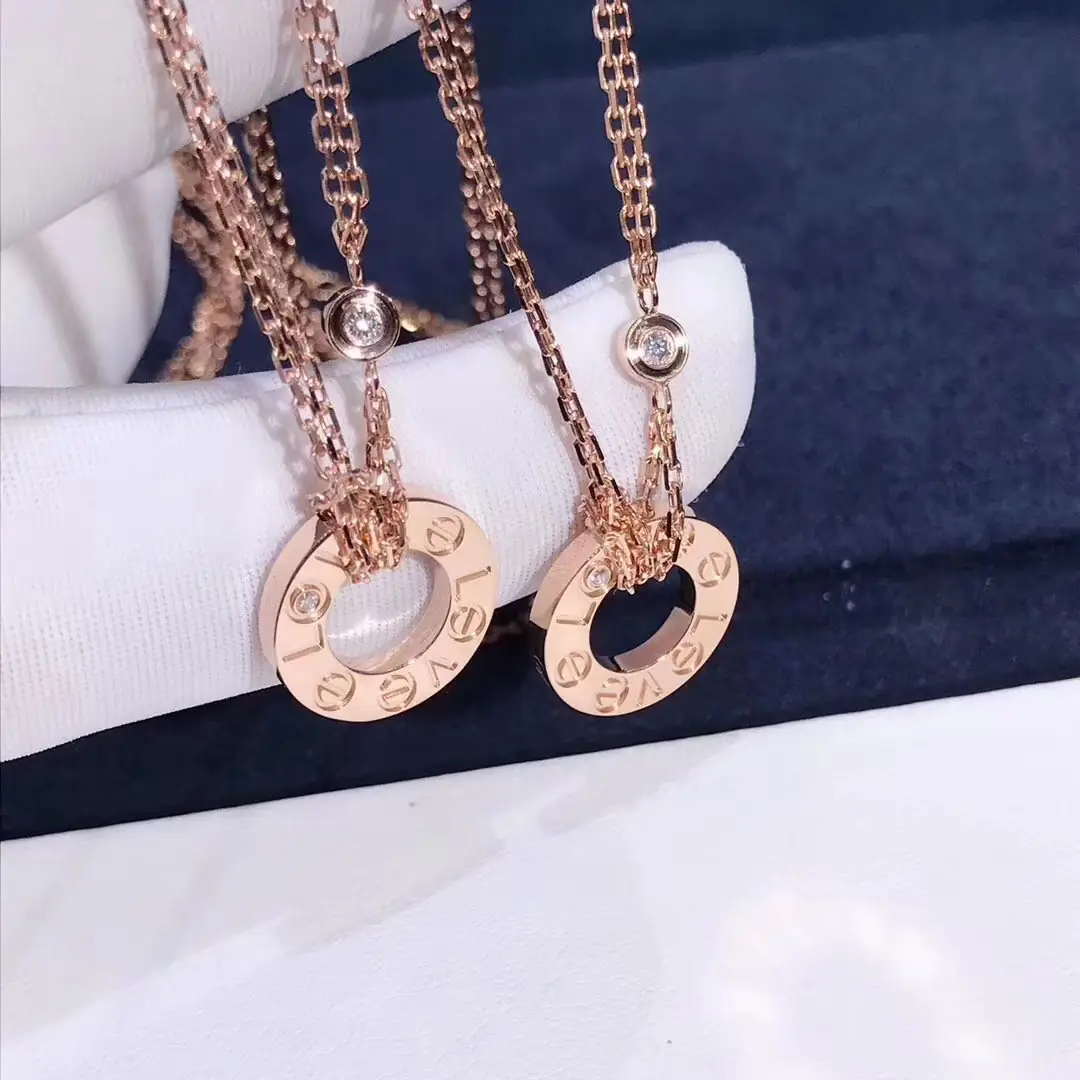 Подвеска Cartier Love /2 бриллианта, белое, розовое, желтое золото/