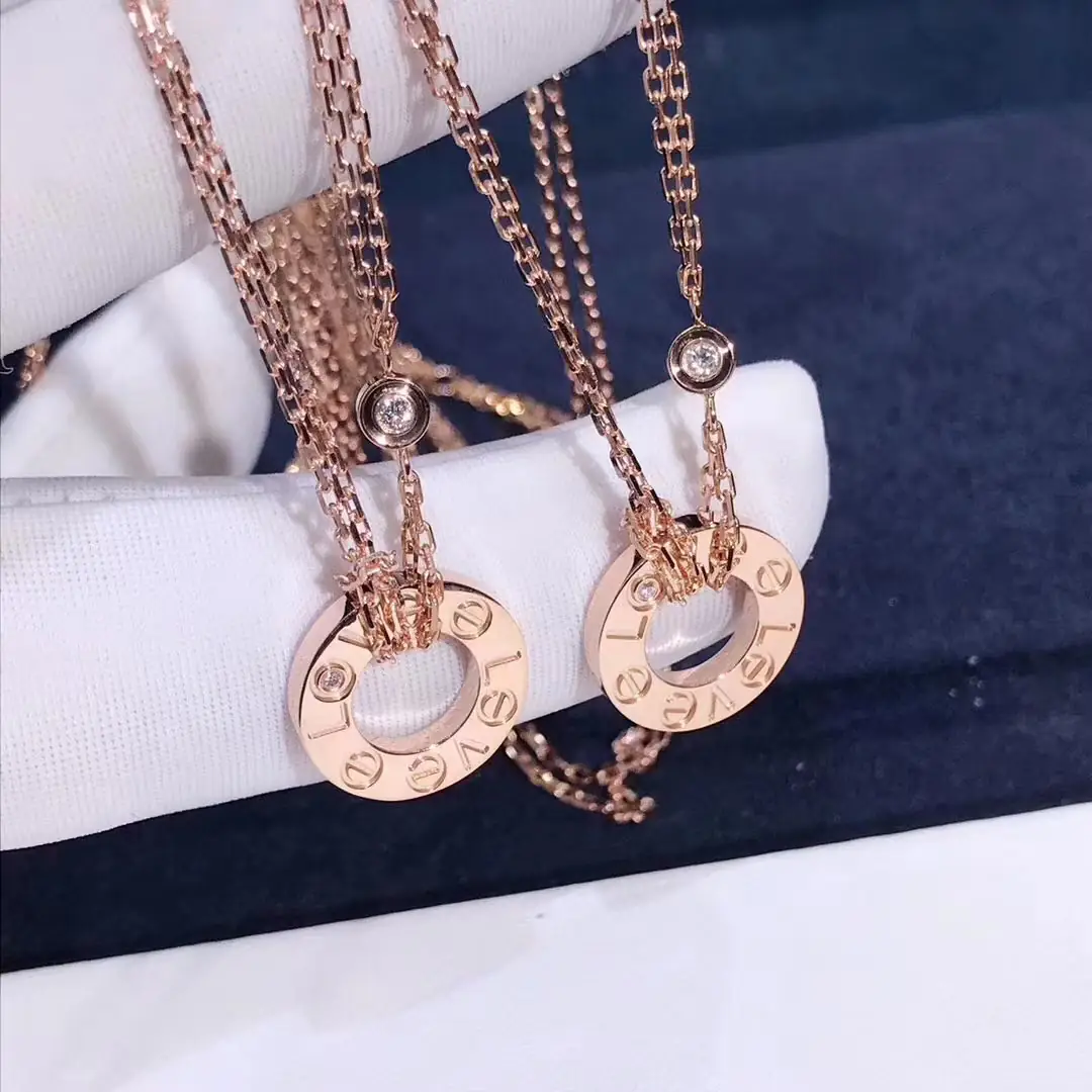 Подвеска Cartier Love /2 бриллианта, белое, розовое, желтое золото/