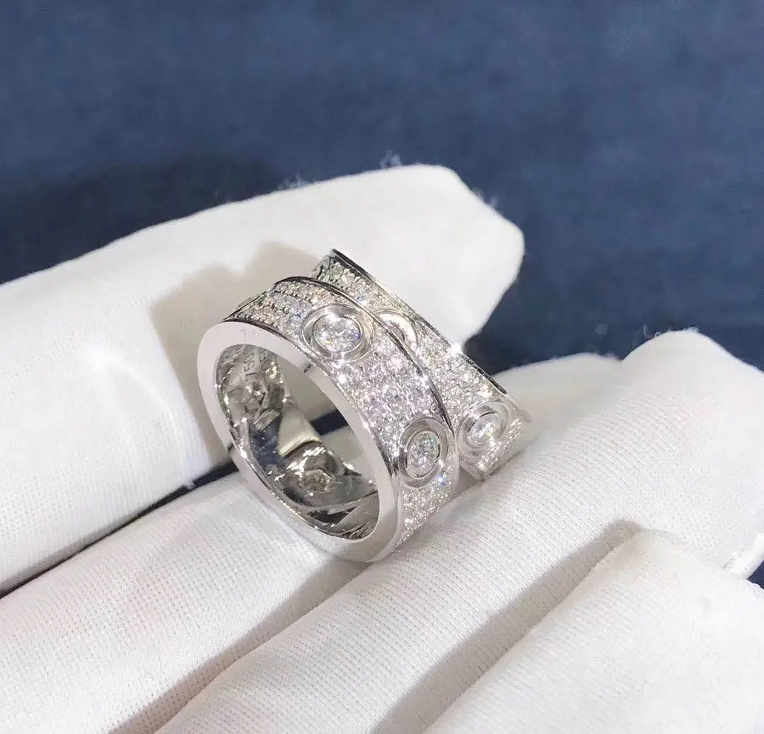 Кольцо Cartier Love Pave Diamonds /белое золото/