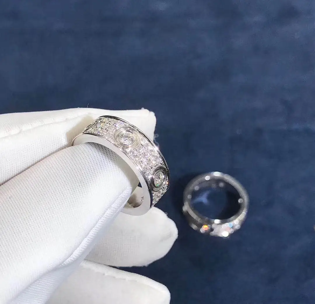 Кольцо Cartier Love Pave Diamonds /белое золото/