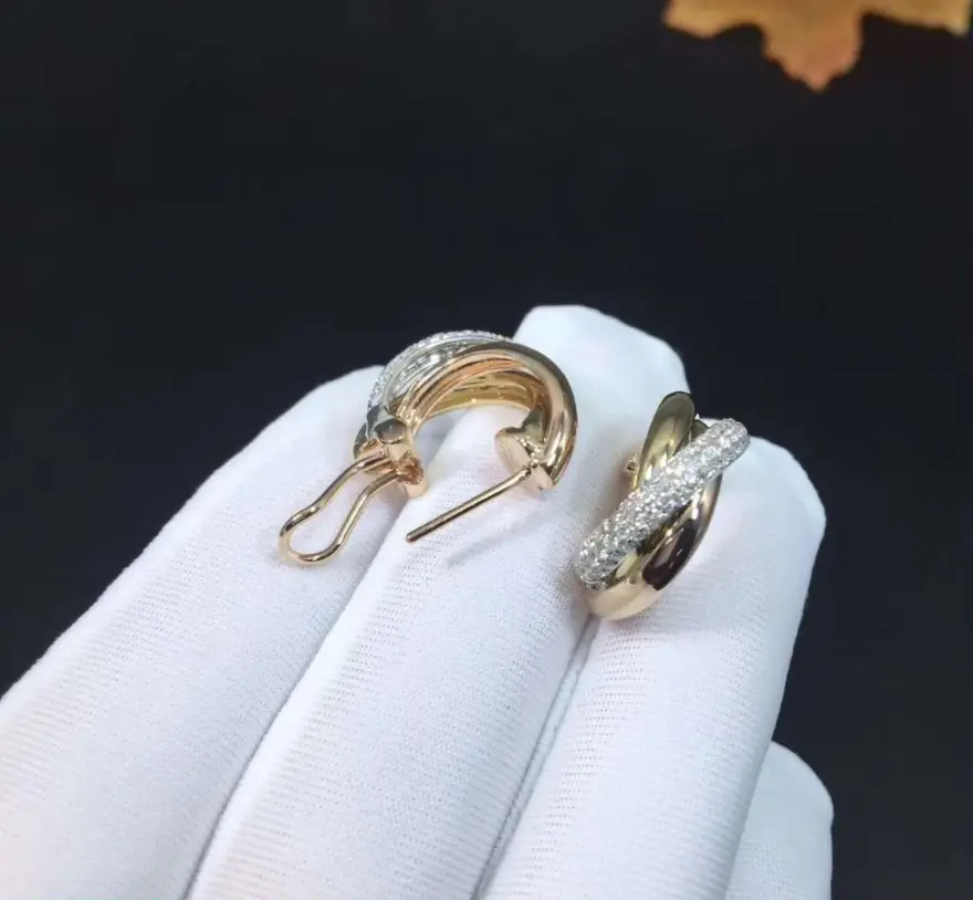 Серьги Cartier Trinity /белое, розовое, желтое золото,бриллианты/