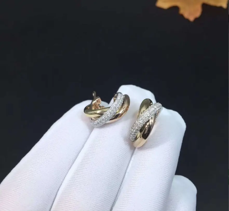Серьги Cartier Trinity /белое, розовое, желтое золото,бриллианты/