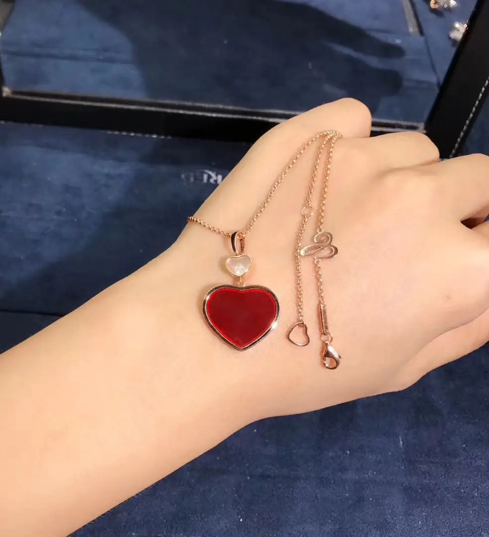 Подвеска Chopard Happy Diamonds Happy Heart /розовое золото, сердолик, бриллиант/
