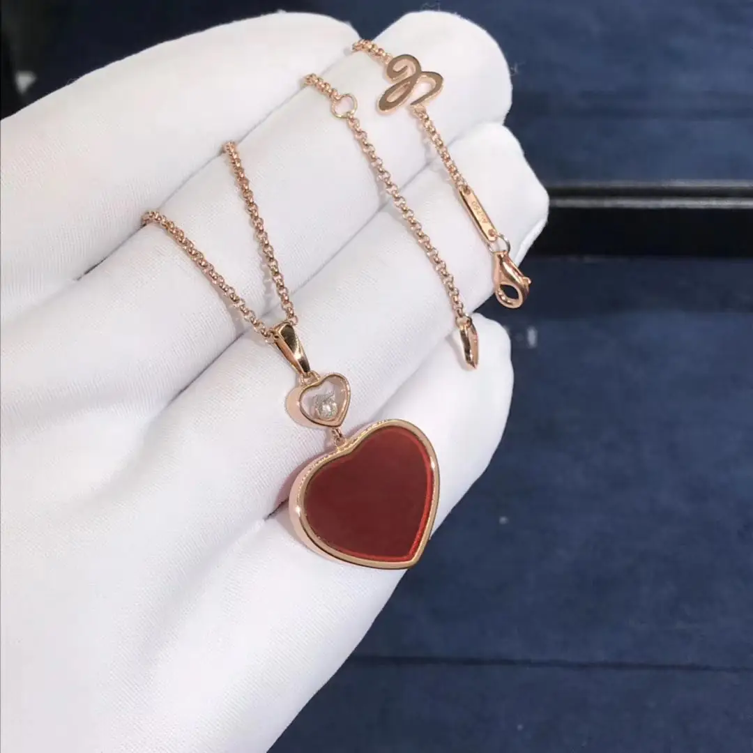Подвеска Chopard Happy Diamonds Happy Heart /розовое золото, сердолик, бриллиант/ 3
