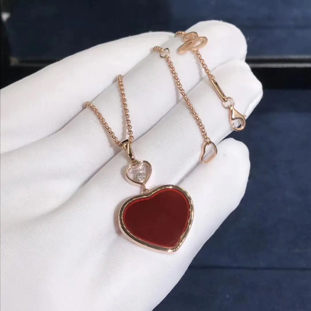 Подвеска Chopard Happy Diamonds Happy Heart /розовое золото, сердолик, бриллиант/