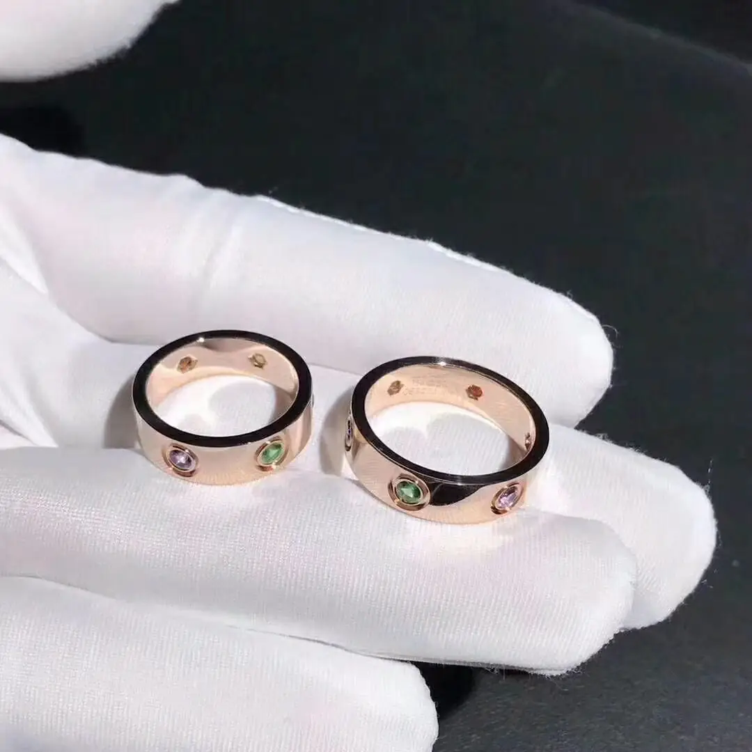 Кольцо Cartier Love /драгоценные камни, розовое золото/ 4