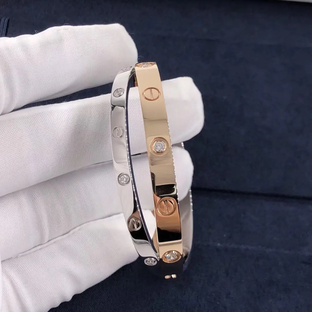 Браслет Cartier Love /12 бриллиантов, розовое, белое золото/