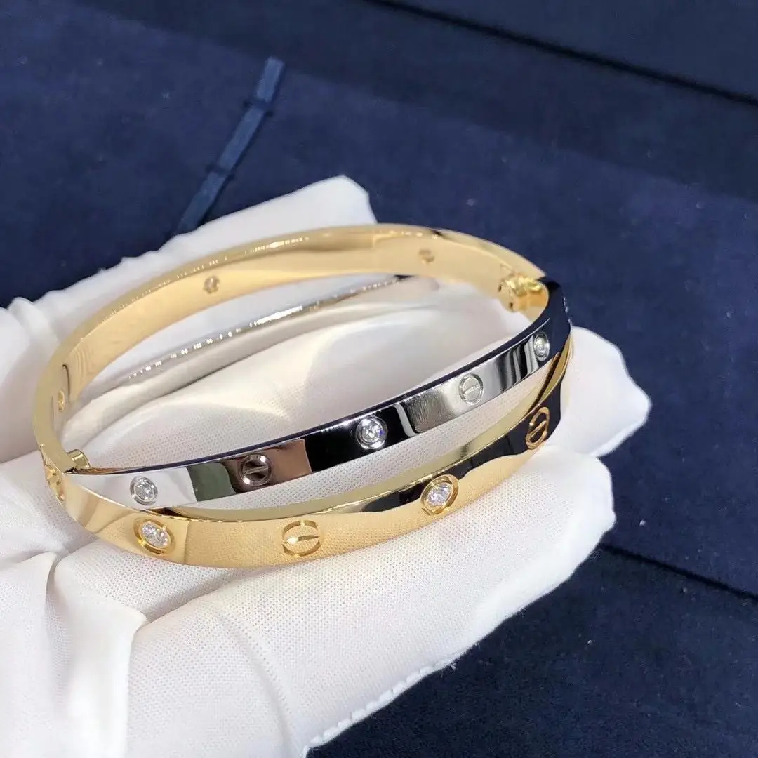 Браслет Cartier Love /12 бриллиантов, желтое, белое золото/ 2
