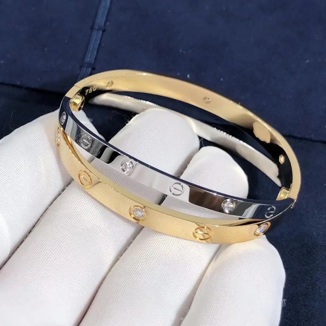 Браслет Cartier Love /12 бриллиантов, желтое, белое золото/ 3