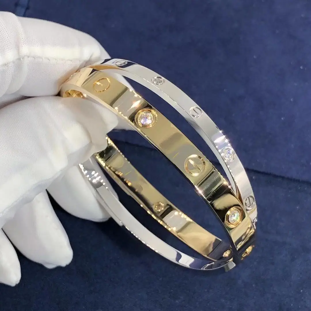 Браслет Cartier Love /12 бриллиантов, желтое, белое золото/ 6