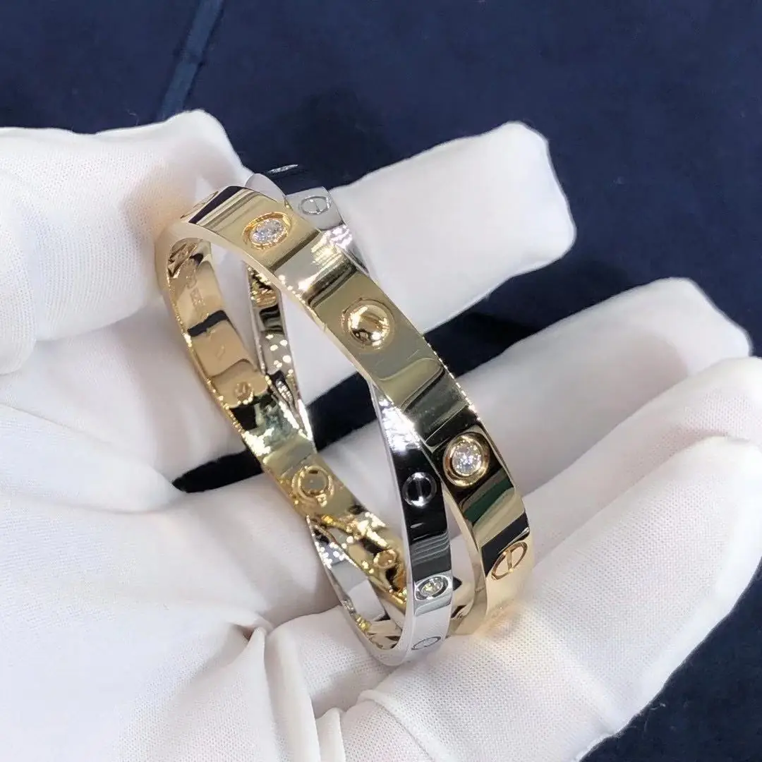 Браслет Cartier Love /12 бриллиантов, желтое, белое золото/ 7