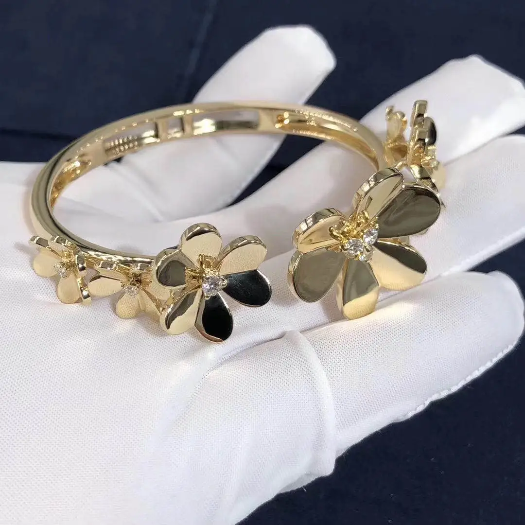 Браслет Van Cleef &amp; Arpels Frivole 7 цветков /бриллианты, желтое золото/