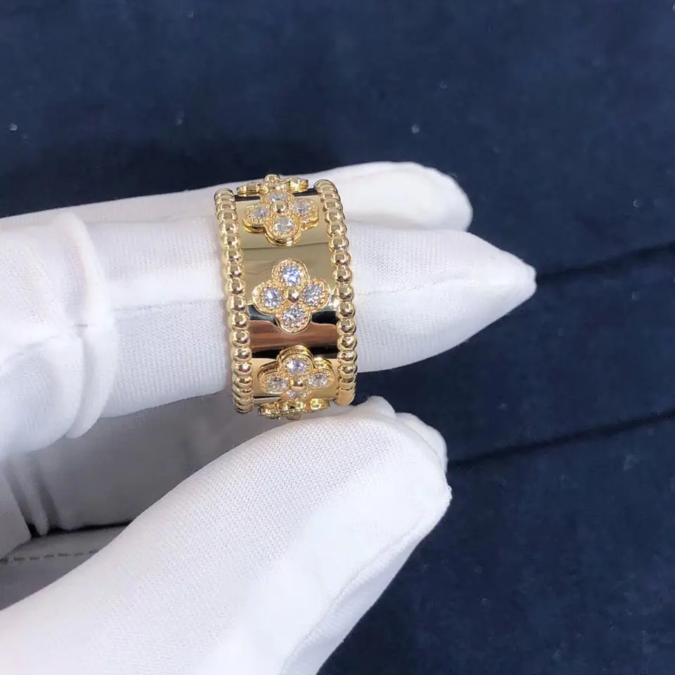 Кольцо Van Cleef & Arpels Perlée Clovers /бриллианты, желтое золото/ 3