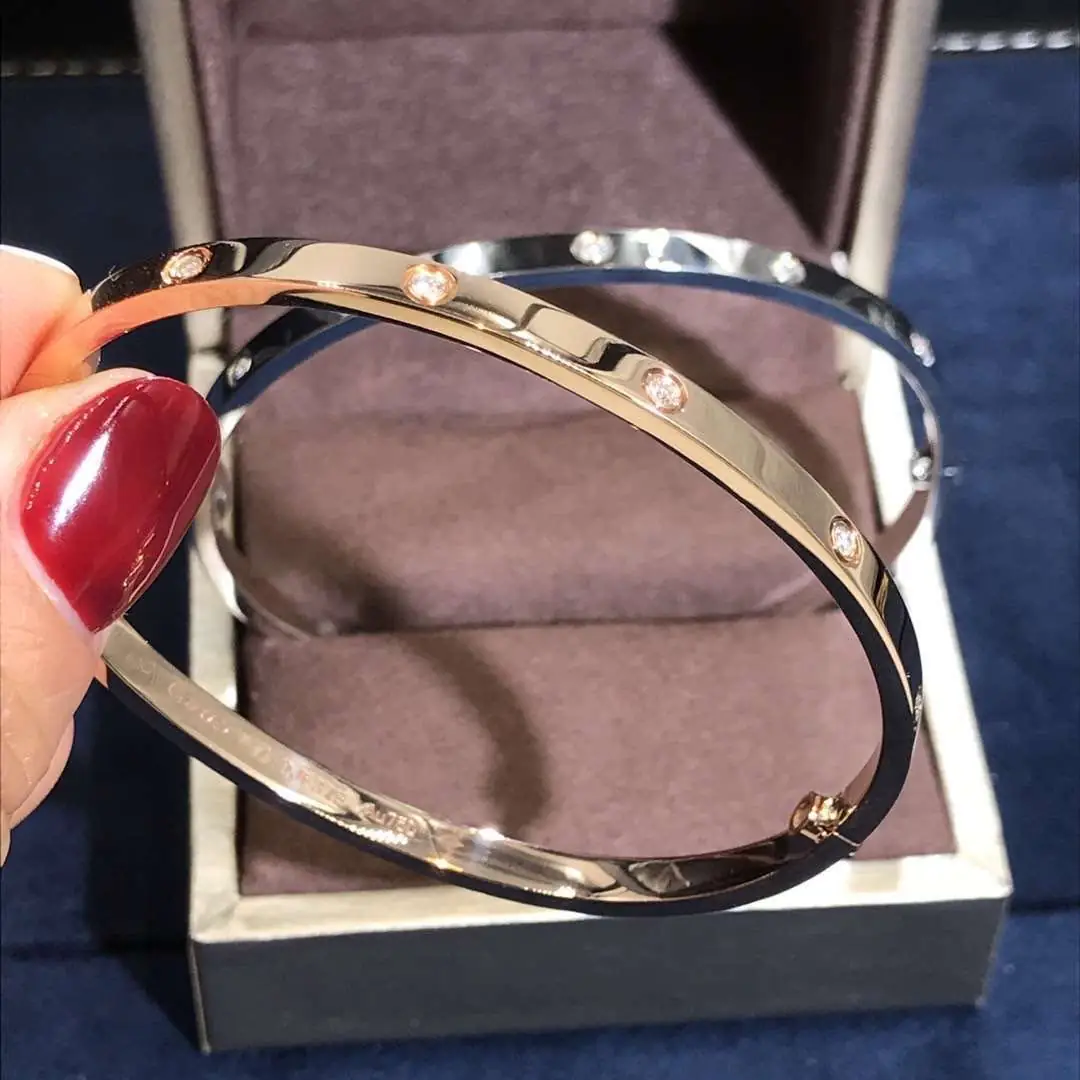 Браслет Cartier Love маленькая модель /10 бриллиантов, белое золото/ 3