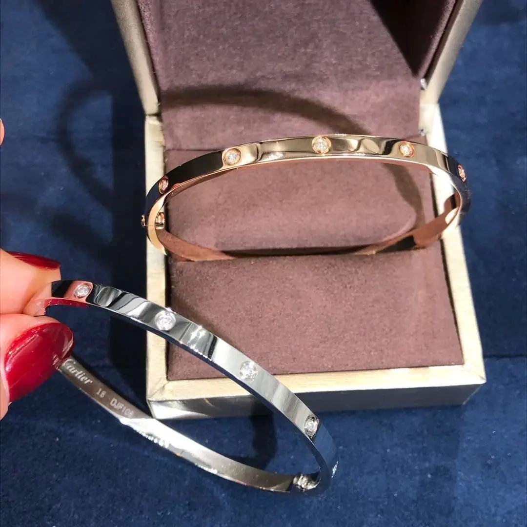 Браслет Cartier Love маленькая модель /10 бриллиантов, белое золото/ 2