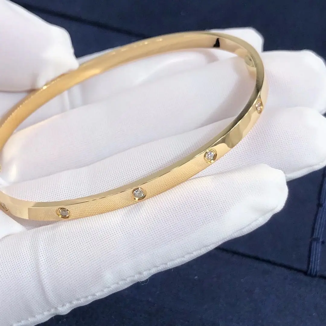 Браслет Cartier Love маленькая модель /10 бриллиантов, желтое золото/
