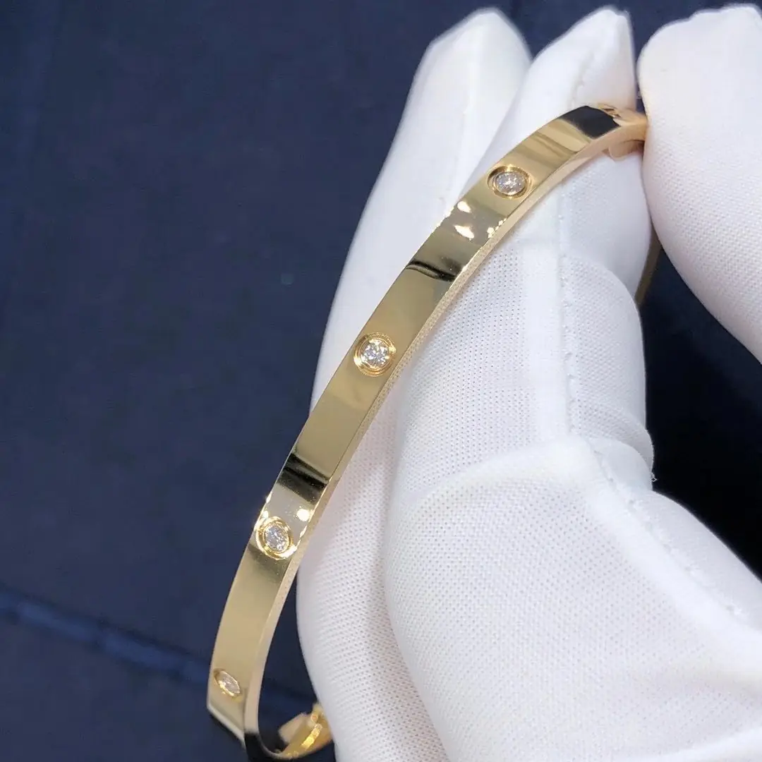 Браслет Cartier Love маленькая модель /10 бриллиантов, желтое золото/ 5