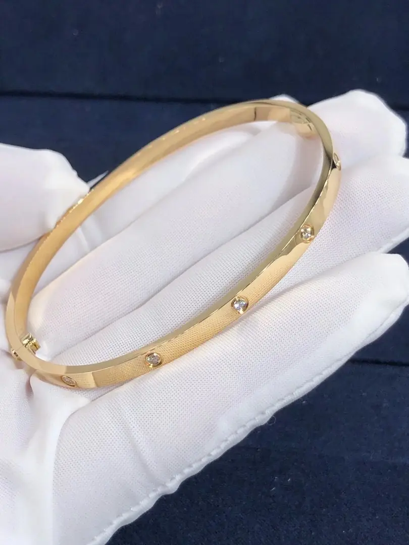Браслет Cartier Love маленькая модель /10 бриллиантов, желтое золото/ 7