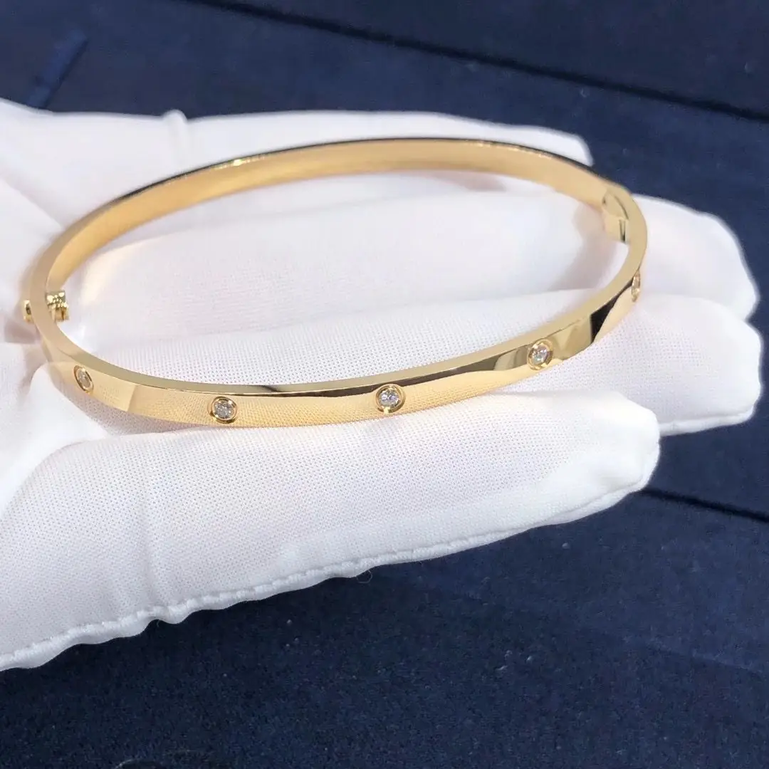 Браслет Cartier Love маленькая модель /10 бриллиантов, желтое золото/