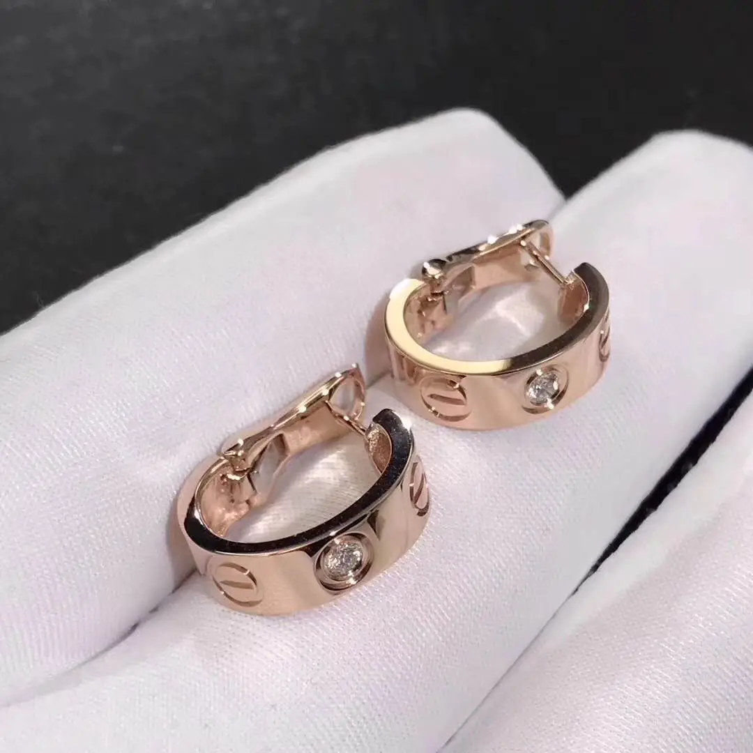 Серьги Cartier Love /бриллианты, розовое золото/